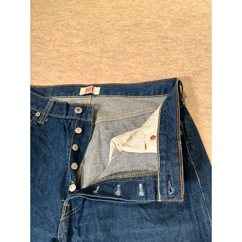 Levis 501 Original Fit Jeans Men 36x32 Blue Denim Cotton Button Fly Straight Leg